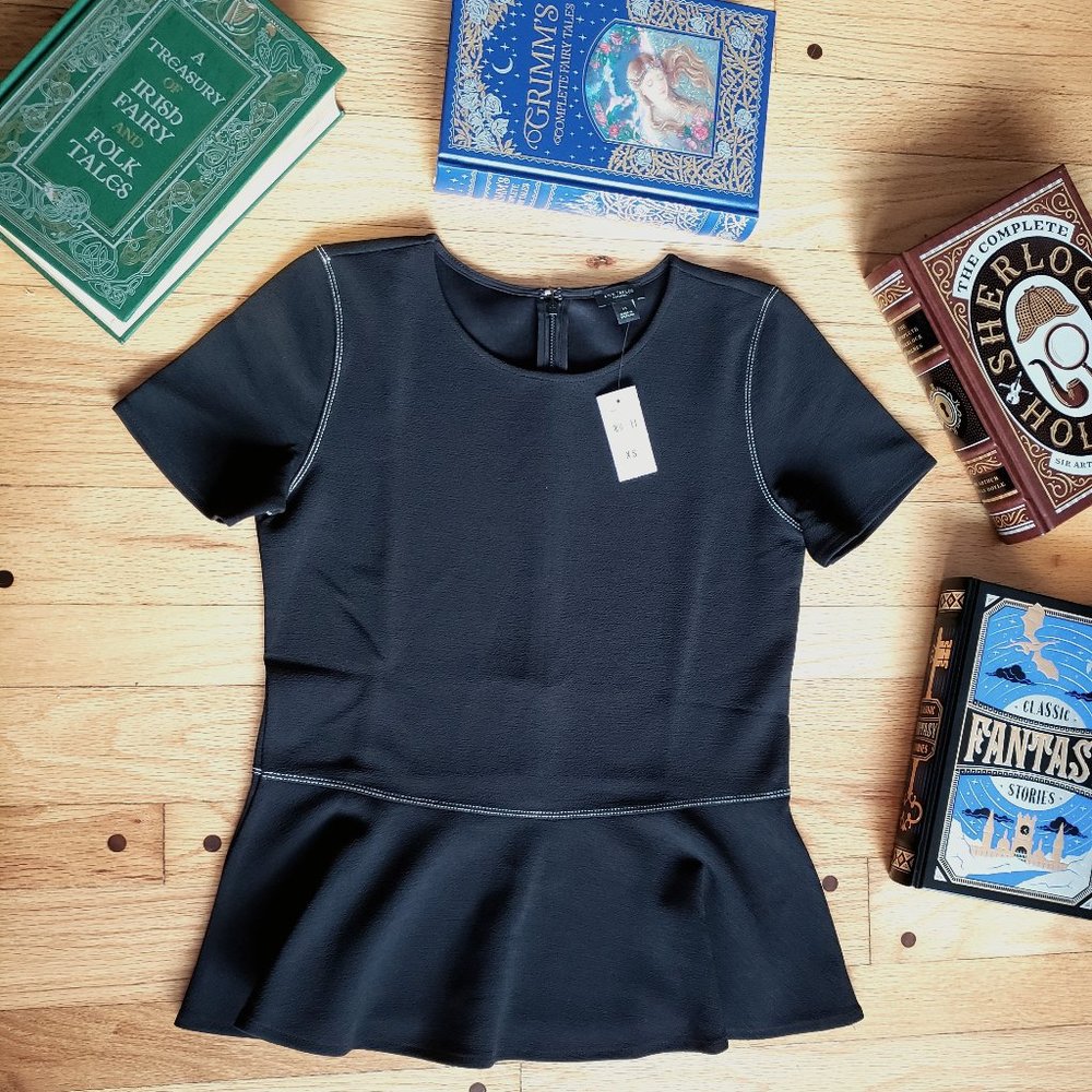Ann Taylor Brand New Black Peplum Career top